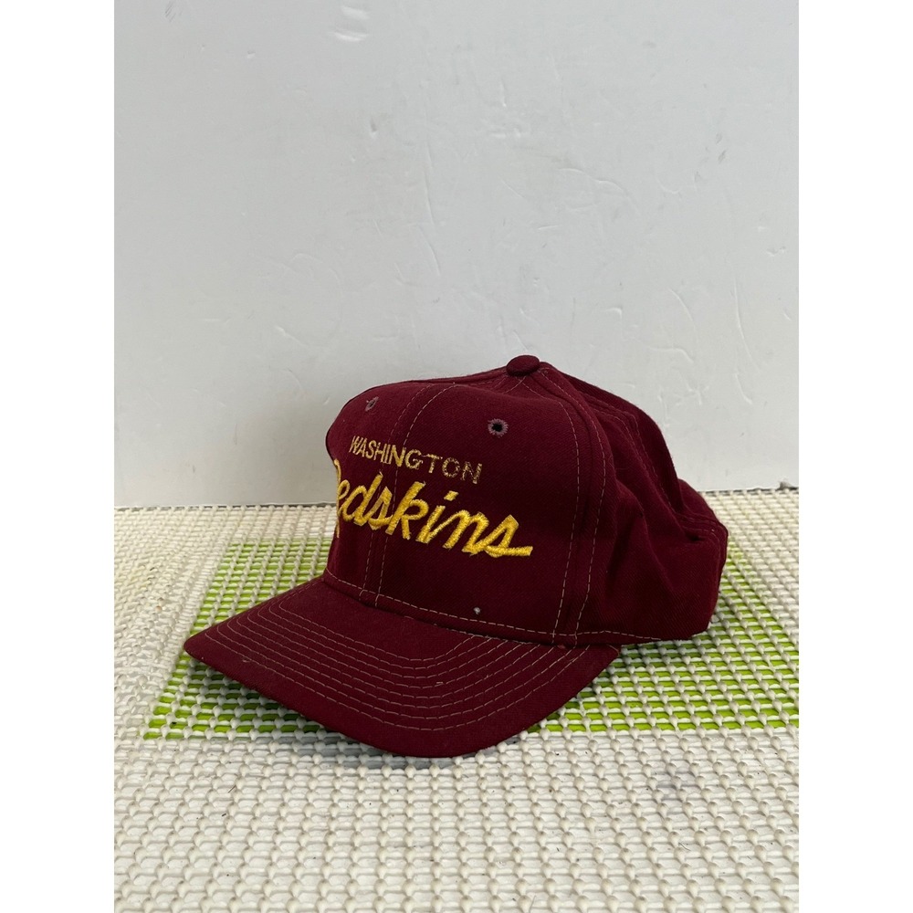 Vintage The Pro Washington Redskins Script Snapback Cap Burgundy Wool OSFA Flaws